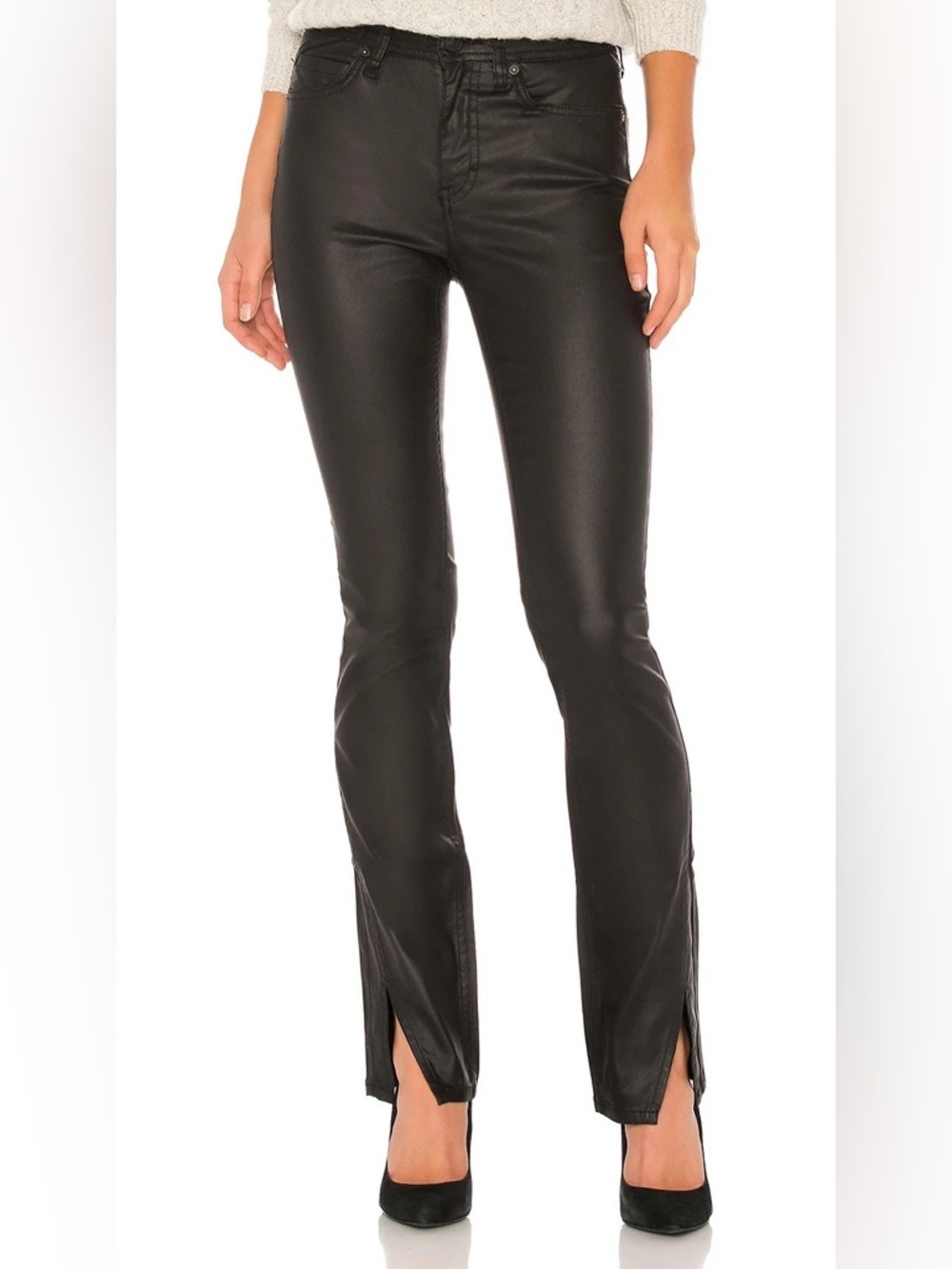 Free People Spellbound Coated Bootcut Jeans in Black